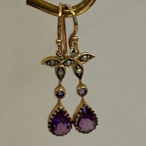 Antique Amethyst Seed Pearl Earrings